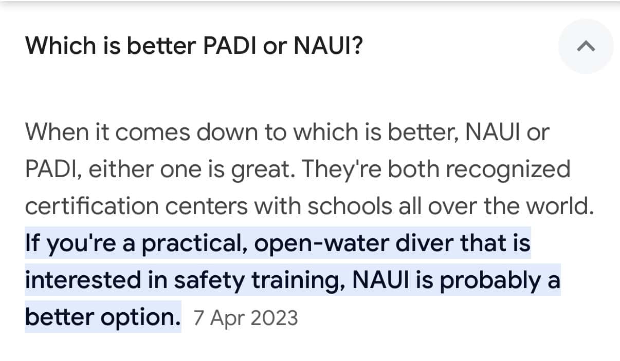 whats better PADI or NAUI