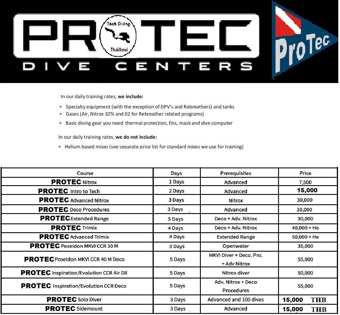 ProTec Tech Courses Pricelist THB