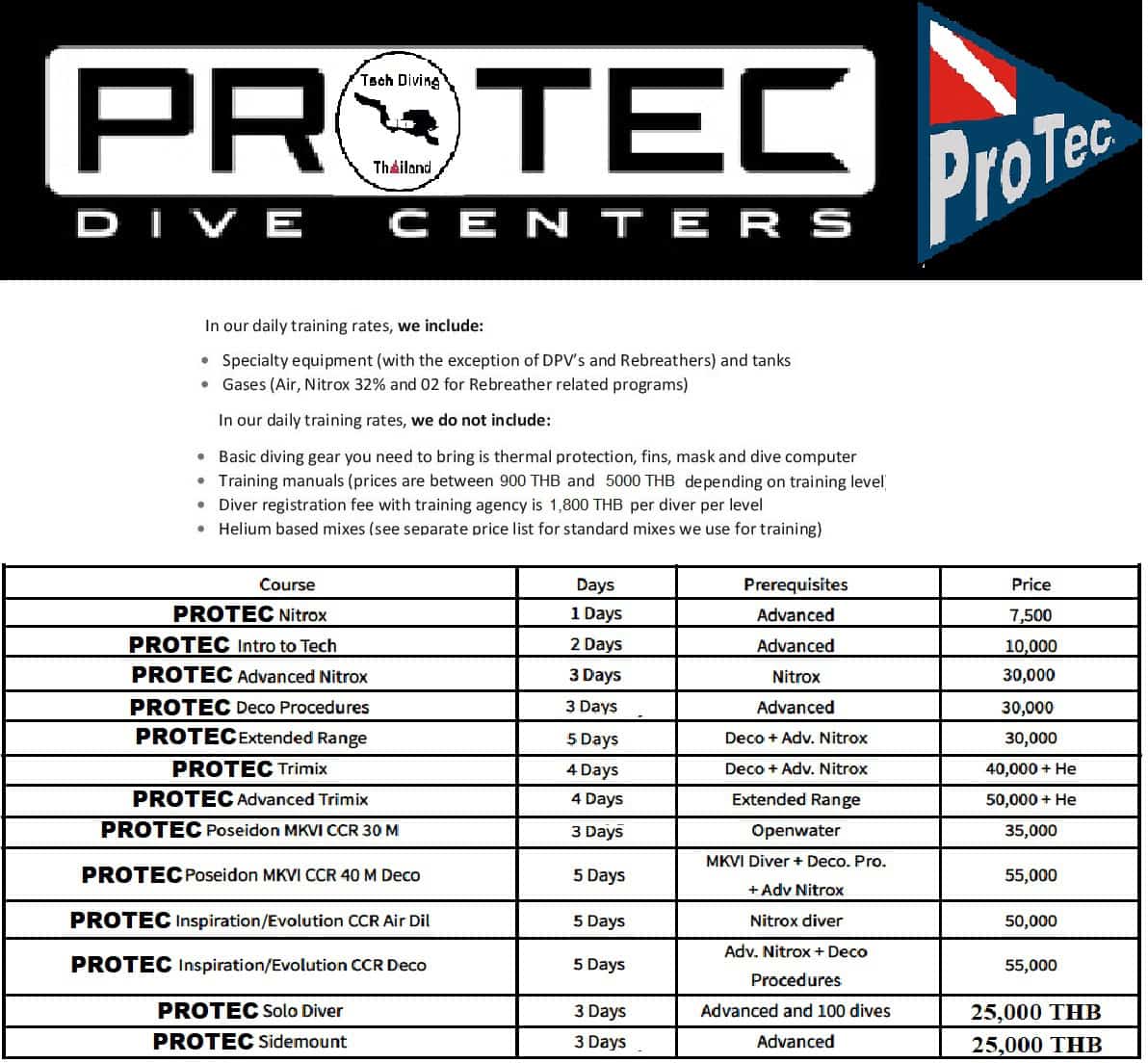 ProTec Tech Courses Pricelist THB